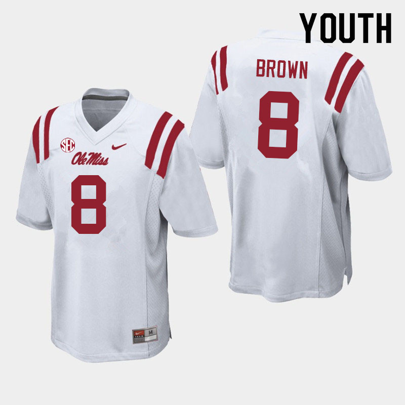 Troy Brown Ole Miss Rebels NCAA Youth White #8 Stitched Limited College Football Jersey IYU5158OM